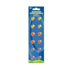 FIS FSMI3054 Transparent Magnets - 15mm - Assorted Color (Pack of 12)