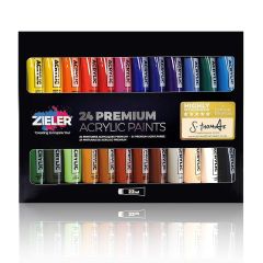 Zieler 7290014 High Quality 24 Premium Acrylic Paints, 22ml Tubes