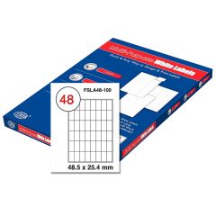 FIS FSLA48-100  Multi-Purpose White 48.5 x 25mm Labels - A4 (48 Stickers x 100 Sheets)