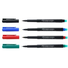 Faber Castell 1523 Super Fine Multimark Marker - Assorted Color (Pack of 4)