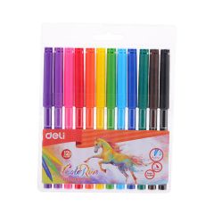Deli EC10003 Washable Felt Pen - 1.0mm - Assorted Color (Pack of 12)