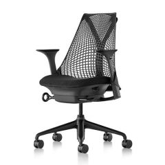 Herman Miller CH01 Sayl Medium Back Task Chair - Graphite Base - Black In Fabric Seat