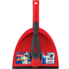 Vileda 2-in-1 Dustpan Set with Brush - Red