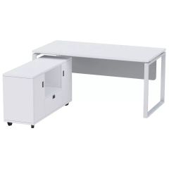 MHM Carre 5116L Executive Modern Workstation without Drawer, 160 cm, White