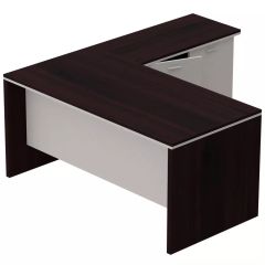 MHM Zelda M225 L-Shape Executive Workstation Desk, Dark Walnut