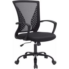 MHM Songmics OBN22BK Height-Adjustable Mid-Back Mesh Chairs,  Black