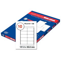 FIS FSLA10-1-100 Multi-Purpose White 101.5 x 50.8mm Labels - A4 (10 Stickers x 100 Sheets)