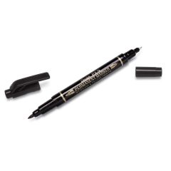 Pentel N75W Twin Tip Permanent Marker - Fine & Medium Point - Black (Pack of 12)