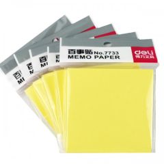 Deli 7733 Yellow Memo Paper - 3" x 3" - 100 Sheets x 12 Pads / Pack