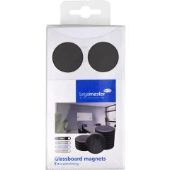 Legamaster 7-181600 Glass Board Magnet, Black 5 pcs