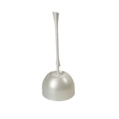 Rozenbal Round Toilet Brush With Stand - White / Black