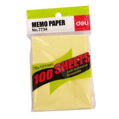 Deli 7734 Yellow Memo Paper - 3" x 4" - 100 Sheets x 12 Pads / Pack