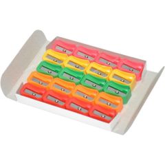 FIS FSSP08N Plastic Sharpener - 1 Hole - Assorted Color (Pack of 20)