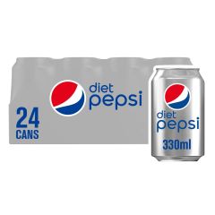 Pepsi Diet Carbonated Soft Drink - 330ml Can x (Pack of 24)