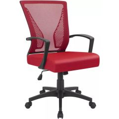 MHM Furmax Ergonomic Mid-Back Swivel Office Chair, Red