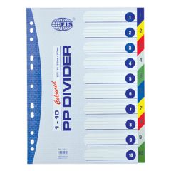FIS FSDV315 PP Divider - A4 - 1-10 Color Tabs