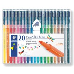 Staedtler 323 Triplus Triangular Fibre-Tip Pen - 1.0mm - Assorted Color (Pack of 20)