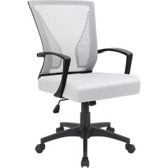 MHM Furmax Ergonomic Mid-Back Swivel Office Chair, White