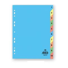 FIS FSDV338 Paper Divider - 160GSM - A4 - 1-10 Color Tabs