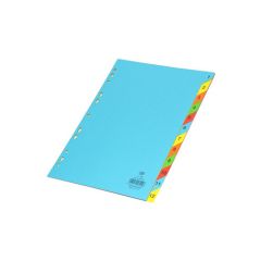 FIS FSDV339 Paper Divider - 160GSM - A4 - 1-12 Color Tabs