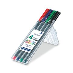 Staedtler 403 Triplus Triangular Rollerball Pen - 0.4mm - Assorted Color (Pack of 4)
