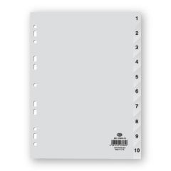 FIS FSDV1-10 PP Divider - A4 - 1-10 Grey Tabs