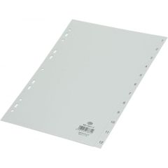 FIS FSDV1-12 PP Divider - A4 - 1-12 Grey Tabs