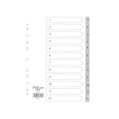 Deluxe AMT 47412 PVC Divider - A4 - 1-12 Grey Tabs