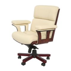 Mazaya MF 05010 Executive Medium Back Chair - Beige In Leather