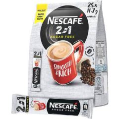 Nescafe 2-In-1 Sugar Free Instant Coffee Mix Pouch - 11.7 Grams x 25 Sticks