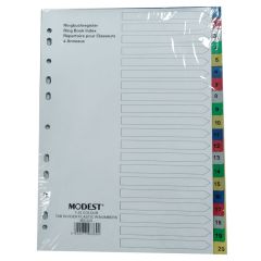 Modest MS220 Color Tab with Numbers Divider - 1-20 Color Tabs - A4 