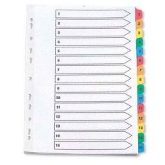 Modest MS405 Plastic Divider With Numbers - A4 - 1-15 Color Tabs
