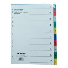 Modest MS210 Plastic Divider With Numbers - A4 - 1-10 Color Tabs