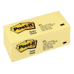 3M 653 Yellow Post-it Notes - 1.5" x 2" - 100 Sheets x 12 Pads / Pack