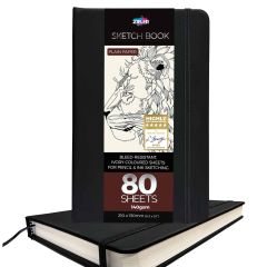 Zieler 9299550 Black Portrait Sketch Book Journal, 210x130mm, 140gsm