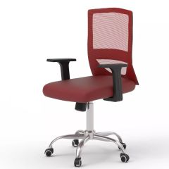 MHM TJ HY-902 Medium Back Mesh Office Chair with Lumbar Support, Red