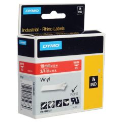 Dymo 1805422 Rhino Vinyl Tape - 19mm x 5.5m - White on Red