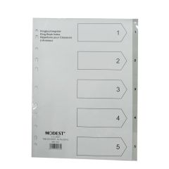 Modest MS 510 Plastic Divider - A4 - 1- 5 Grey Tabs
