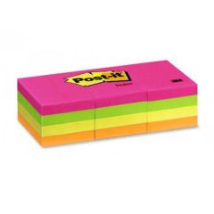 3M 653-AN Neon Colours Post-it Notes - 1.5" x 2" - 100 Sheets x 12 Pads / Pack