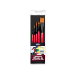 Zieler 9299268 Acrylic & Oil Premium Brushes, Pack of 5