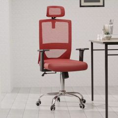 MHM TJ HY-902 High Back Mesh Office Chair with Lumbar Support, Red