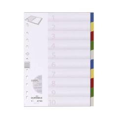 Durable 6740  Plastic Divider With Number - A4 - 1-10 Color Tabs
