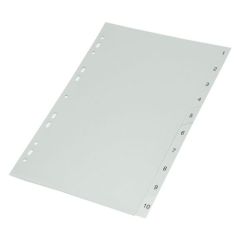 FIS FSDV1-10N PP Divider With Number - A4 - 1-10 Grey Tabs