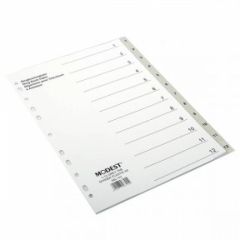 Modest MS 112 Plastic Divider - A4 - 1-12 Grey Tabs