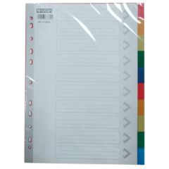 Partner 49410 PVC Color Divider W/O Number - A4 - 10 Tabs