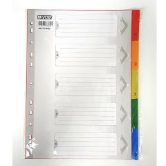 Partner PT-46405 PVC Color Divider With Numbers - A4 - 5 Tabs