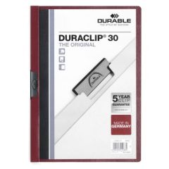 Durable Duraclip 60 File - A4 - 60 Sheets - Dark Red (Pack of 25)