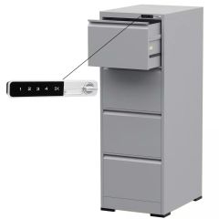 Godrej 4 Drawer Digital Filing Cabinet with Touch Screen Lock, Grey