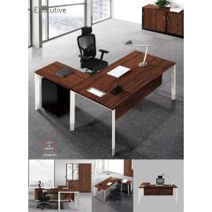 Mazaya MF02 L-Shape Desk - Melamine Wenge - 1600/800(W) x 800/600(D) x 750(H)mm