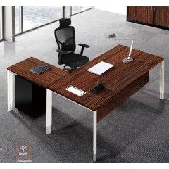 Mazaya MF02 L-Shape Desk - Melamine Wenge - 1800/800(W) x 900/600(D) x 750(H)mm